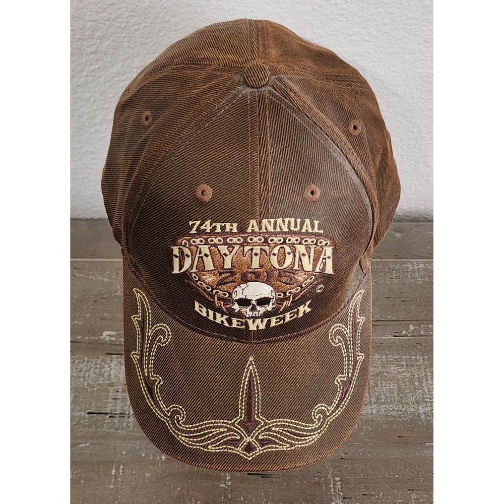 Daytona Bike Week 2015 Skull Embroidered Trucker Hat Cap Biker Motorcycle